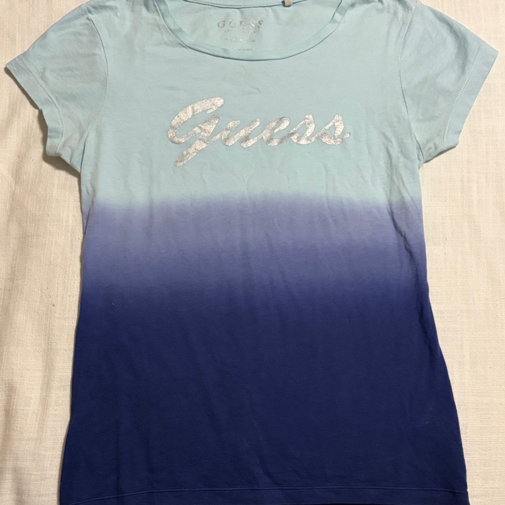 Guess Women's Light Blue to Navy Ombre Tee